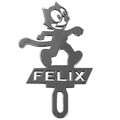 License Plate Decoration - Polished Stainless Steel Felix w/ 