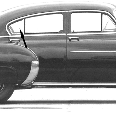 49-51 Chevrolet Fleetline 4-Door Sedan Fixed Clear Rear Door Vent Glass