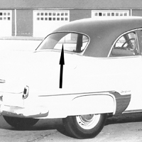 49-52 Chevrolet Business / Sport Coupe Back Glass, Tinted