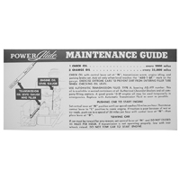 50-54 Chevrolet Car w/PowerGlide - New Car Visor Sheet  (Maintenance Guide & Instructions)
