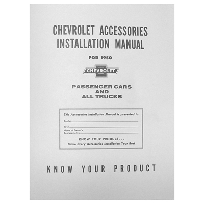 50 Chevrolet Car - Accessories Installation Manual
