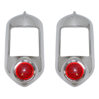 51-52 Chevrolet Tail Lamp Bezel, Chrome w/ Red Reflectors, Pair