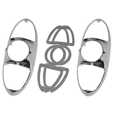 53 Chevrolet Fullsize Tail Lamp Bezels, Chrome w/ Gaskets, Pair