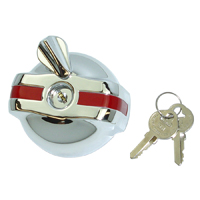 53-57 Chevrolet Full Size (exc. 53-54 Wagon/Sdn Del) - Locking Gas Cap w/Red Stripe, Chrome