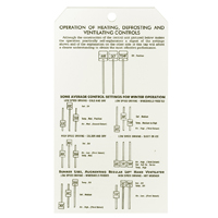 53-54 Chevrolet Car - Deluxe Heater Instruction Tag