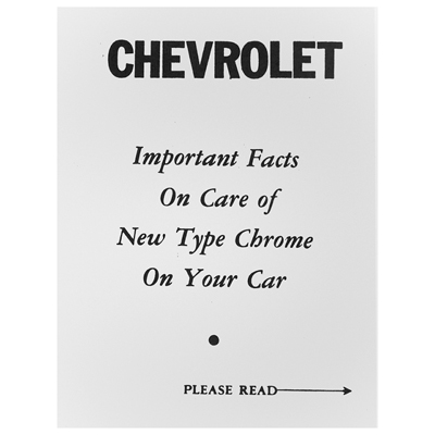 53-59 Chevrolet Full Size Car - Chrome Care Pamphlet