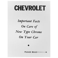 53-59 Chevrolet Full Size Car - Chrome Care Pamphlet