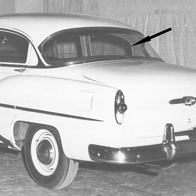 53-54 Chevrolet Bel-Air Hardtop Back Glass, Smoked