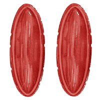 54 Chevrolet Fullsize Tail Lamp Lens, 1 Piece Low Bubble Red Plastic, Pair