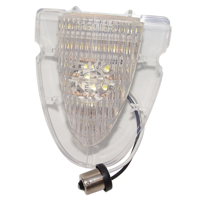 54 Chevrolet Fullsize Back-up Light Lens, 12 Volt L.E.D. Clear Plastic, Each