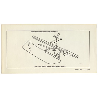 54-61 Chevrolet Full Size Car - Continental Kit Jack Stowage Tag
