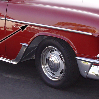 55 Chevrolet Bel-Air Front Fender Molding, Stainless Steel, RH