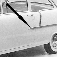 55 Chevrolet 210 Front Door Molding Point, LH