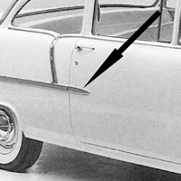 55 Chevrolet 210 Front Door Molding Point, RH