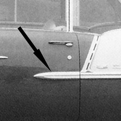 55 Chevrolet Bel-Air 2 Dr. Hardtop/Convertible Rear of Door Point Molding, LH
