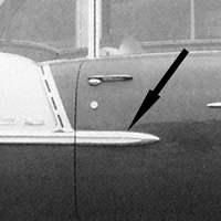 55 Chevrolet Bel-Air 2 Dr. Hardtop/Convertible Rear of Door Point Molding, RH
