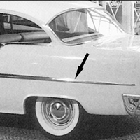 55 Chevrolet 210 2 Dr. Rear Long Quarter Molding, LH