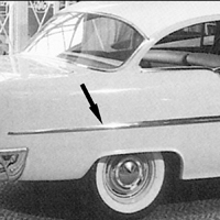 55 Chevrolet 210 2 Dr. Rear Long Quarter Molding, RH