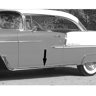 55 Chevrolet Passenger Car Rocker Panel Moldings, w/o Clips