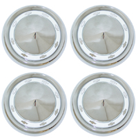 55 Chevrolet Passenger Car 150/210 Small Hub Cap Set, Chrome w/ White Painted Details, 4-Pieces