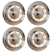 55 Chevrolet Passenger Car 150/210 Small Hub Cap Set, Chrome w/ White Painted Details, 4-Pieces