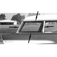 55-57 Chevrolet 2-Dr. Wagon Rear Side Glass Seals, Pair