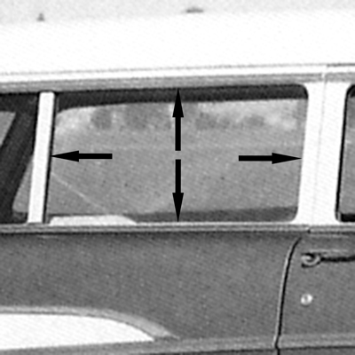 55-57 Chevrolet 2-Dr. Wagon Center Side Glass Seals, Pair