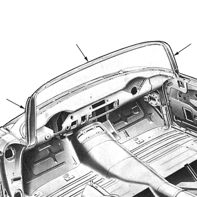 55-57 Chevrolet Convertible Windshield Frame, Upper and Sides