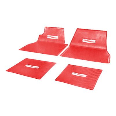 **CALL**55-57 Chevrolet Car - 4-Piece Rubber Floor Mats Set w/Chevy Crest Emblem, Red