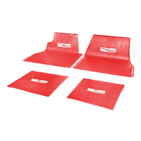 **CALL**55-57 Chevrolet Car - 4-Piece Rubber Floor Mats Set w/Chevy Crest Emblem, Red