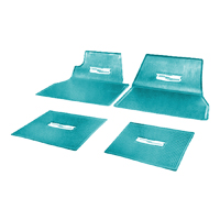 **CALL**55-57 Chevrolet Full-Size Car - 4-Piece Rubber Floor Mats Set w/Chevy Crest Emblem, Turquoise
