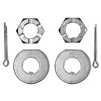 58-72 Chevrolet Car Front Wheel Spindle Nut & Washer Set, 6 pcs.