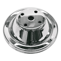 Chevrolet Small Block Car w/Long Pump, 1-Groove Chrome Water Pump Pulley
