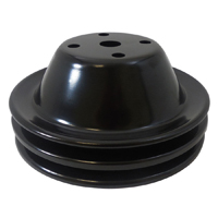 Chevrolet Small Block Car w/Long Pump, 2-Groove Black Water Pump Pulley