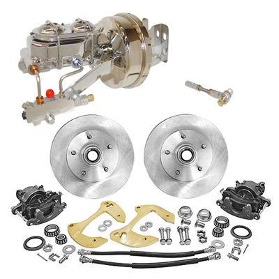 55-57 Chevrolet Full Size - Power Disc Brake Kit, Wide Offset, Single Diaphragm, Chrome Plated, 8