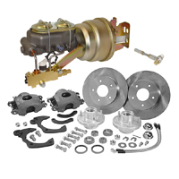 55-57 Chevrolet Car - Power Disc Brake Kit, Zero Offset, Dual Diaphragm, Gold Cadmium Plated, 8