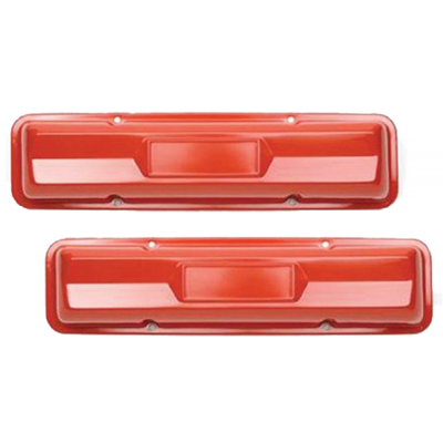 Chevrolet Car SB (NOT 265 or early 283) - Early Style Small Block Valve Covers, Painted Orange, Pair