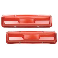 Chevrolet Car SB (NOT 265 or early 283) - Early Style Small Block Valve Covers, Painted Orange, Pair
