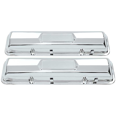 Chevrolet Small Block Car (NOT 265 or early 283) - Early Style Valve Covers, Chrome, Pair