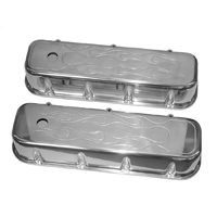 Chevrolet Big Block Car - Polished Aluminum Valve Covers w/Flames, Pair