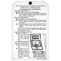 55-56 Chevrolet Car - Heater / AC Control Operation / Instruction Tag