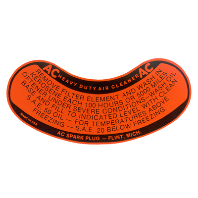 56-57 Chevrolet 2x4BBL  Car - Oil Bath Air Cleaner Decal