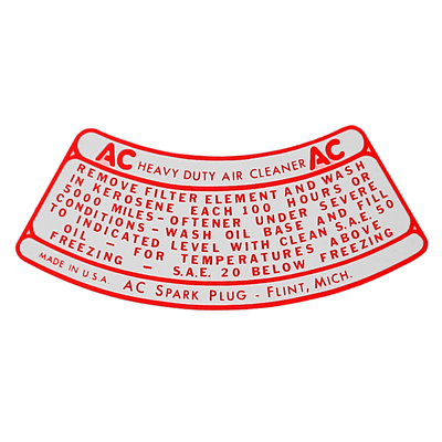 55-57 Chevrolet V8 2BBL Car - Air Cleaner Decal