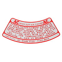 55-57 Chevrolet V8 2BBL Car - Air Cleaner Decal