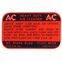 55-57 Chevrolet V8 4BBL Car - Air Cleaner Decal