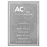 55 Chevrolet V8 Car - Oil Filter Canister Decal