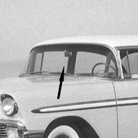 55-56 Chevrolet Hardtop, Convertible, Nomad Windshield Glass, Clear