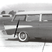 55-57 Chevrolet 2-Door Station Wagon (Rear Curved Section)  LH Tinted Quarter Glass