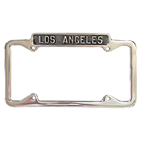 56-59 License Plate Frame, Los Angeles, Polished Aluminum
