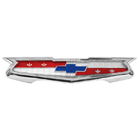 56-57 Chevrolet Passenger Car Exc. Nomad & Sedan Delivery 6 Cyl. Trunk/Tailgate Emblem Complete, Chrome Bezel